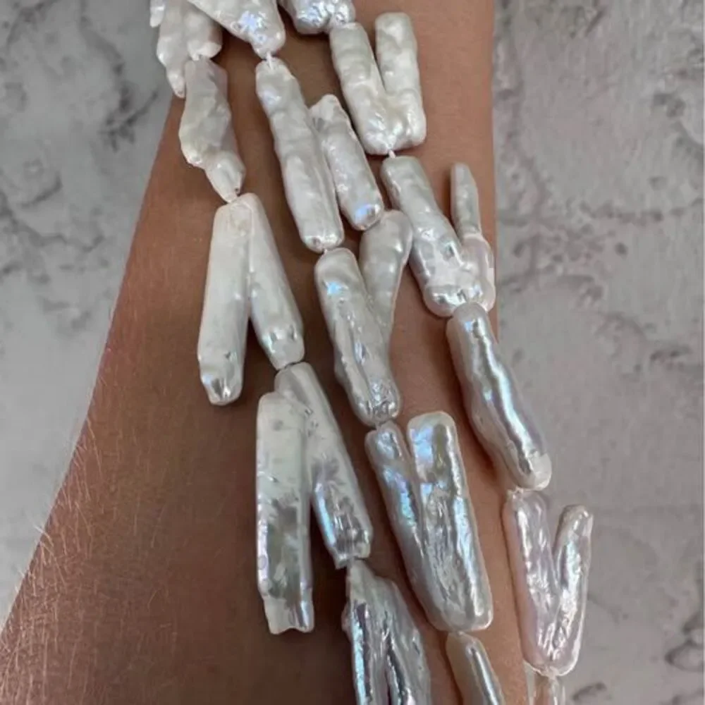 2.5 Strands White Baroque Freshwater Pearls – 16” Long for DIY